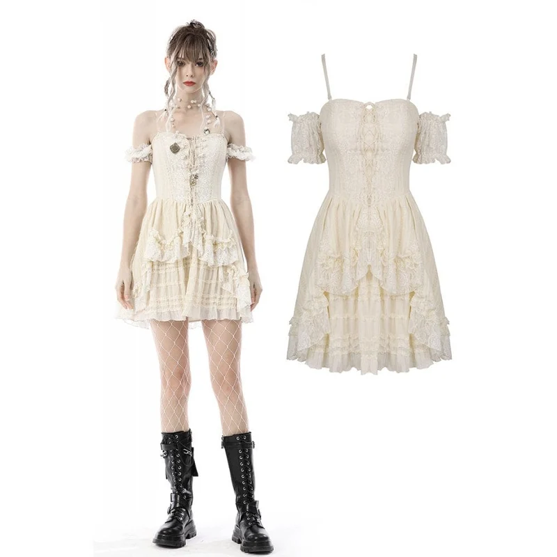 Steampunk-Kleid mit mehrlagigen Rüschen für Damen, Abschlusskleid