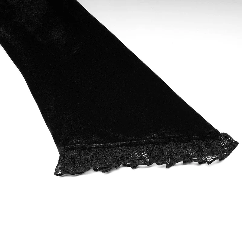 Damenkleid aus Gothic-Spitze mit Stehkragen und unregelmäßigem Saum