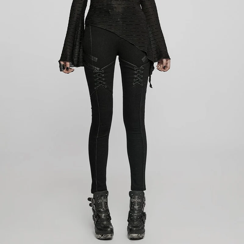 Skinny Damen-Punk-Schnürjeans