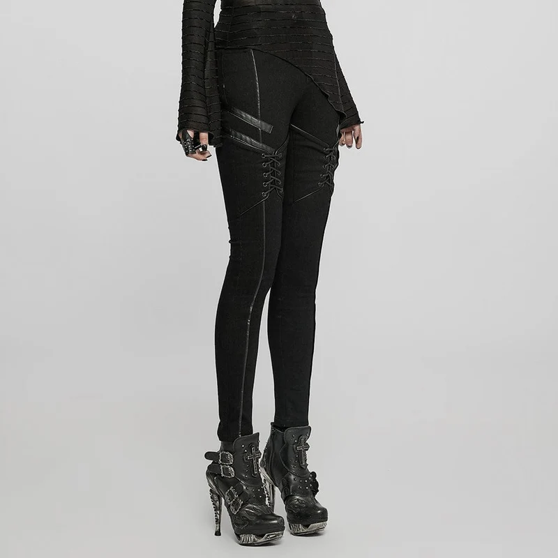 Skinny Damen-Punk-Schnürjeans