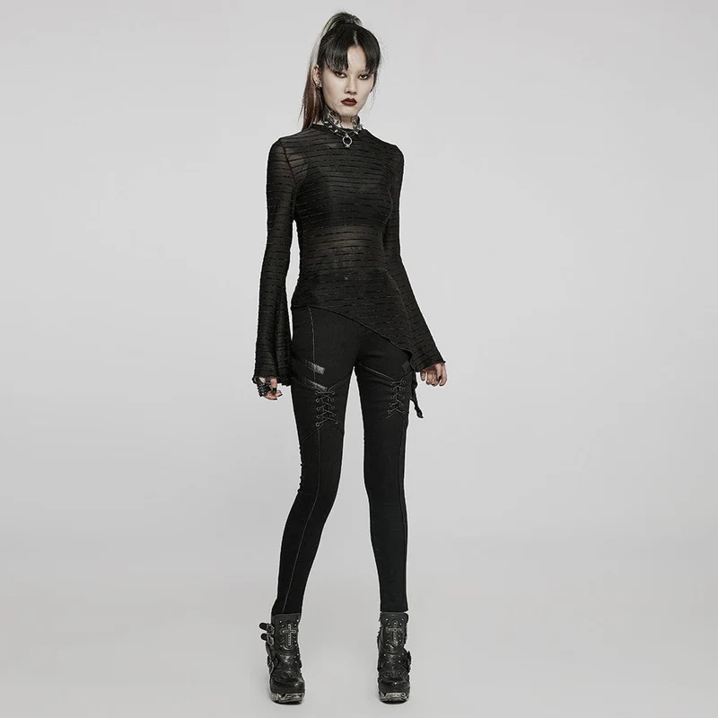 Skinny Damen-Punk-Schnürjeans