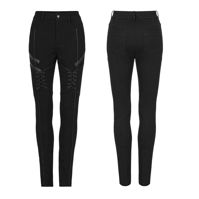 Skinny Damen-Punk-Schnürjeans