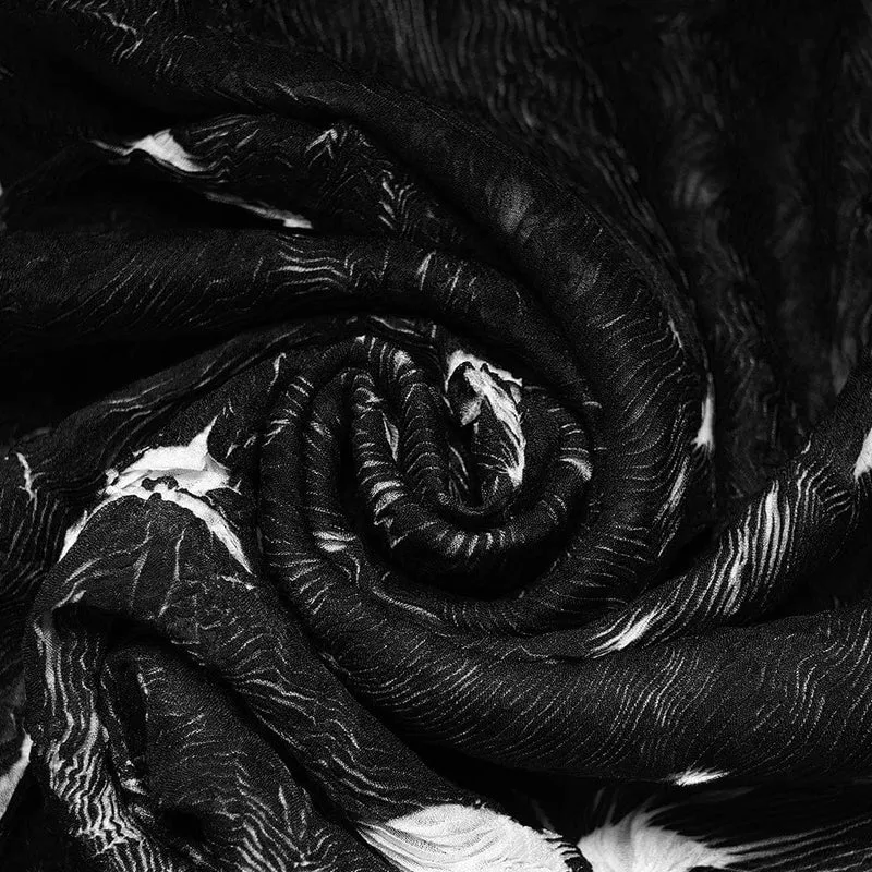 Gothic Tie-Dye Damenhemd mit unregelmäßigem Saum und langen Ärmeln