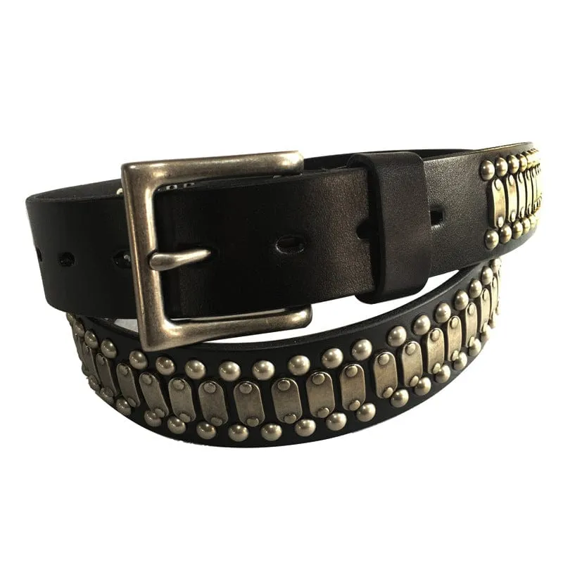 Herren Punk Vintage Nieten Ledergürtel
