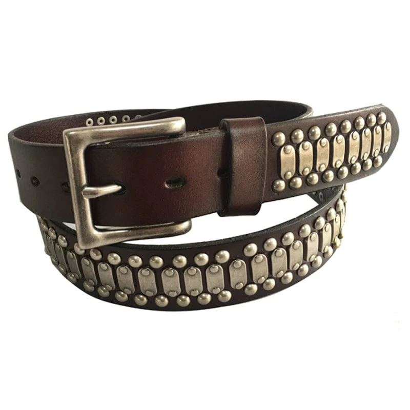 Herren Punk Vintage Nieten Ledergürtel