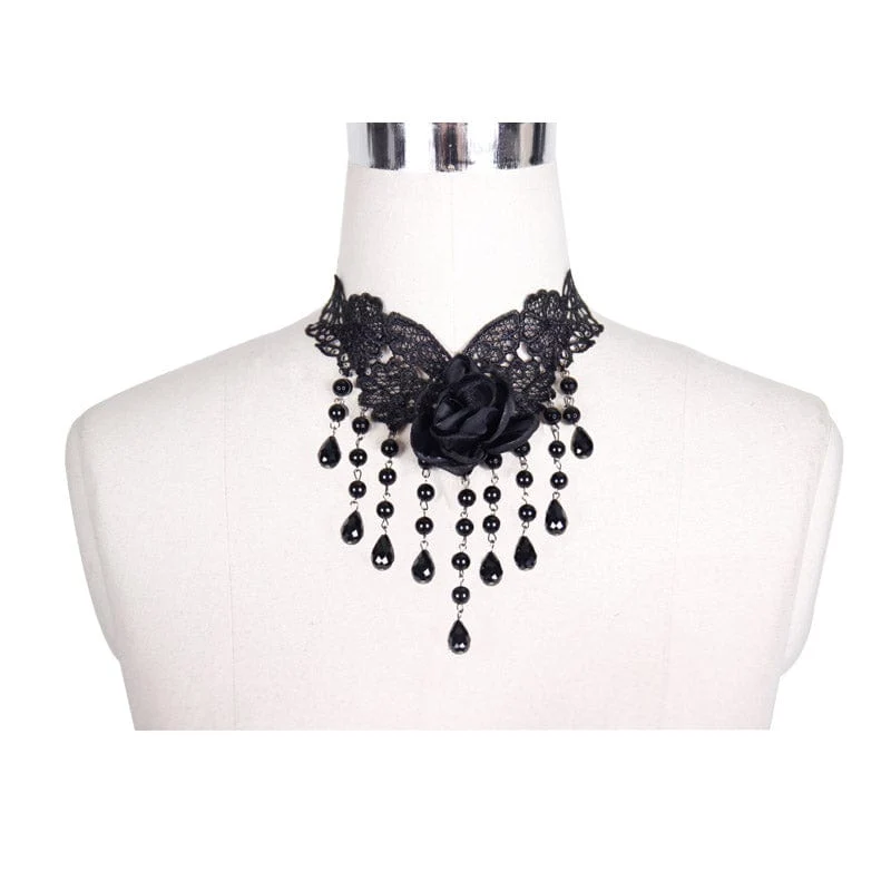 Gothic Black Rose Lace Choker für Damen