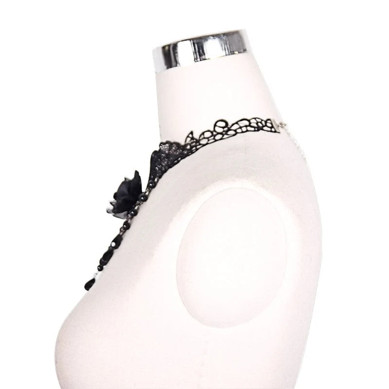Gothic Black Rose Lace Choker für Damen
