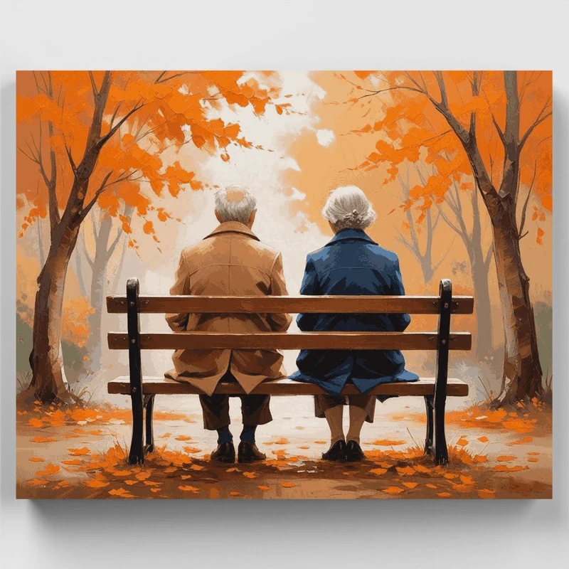 Autumn Bench Couple - Paint by Numbers Kit
