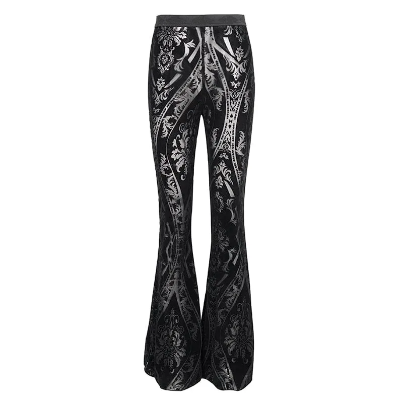 Durchsichtige, ausgestellte Hose mit gotischem Totem-Print für Damen
