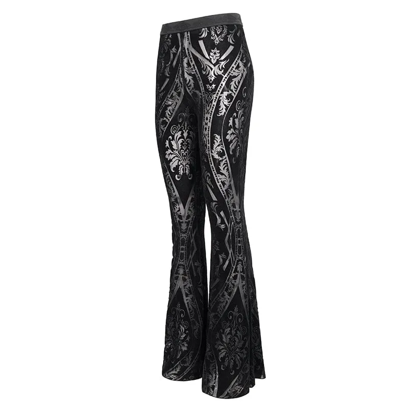 Durchsichtige, ausgestellte Hose mit gotischem Totem-Print für Damen