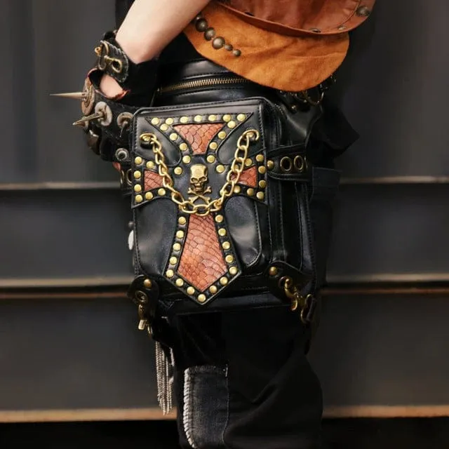 Steampunk doppelte Farbe angekettete Motorradtasche