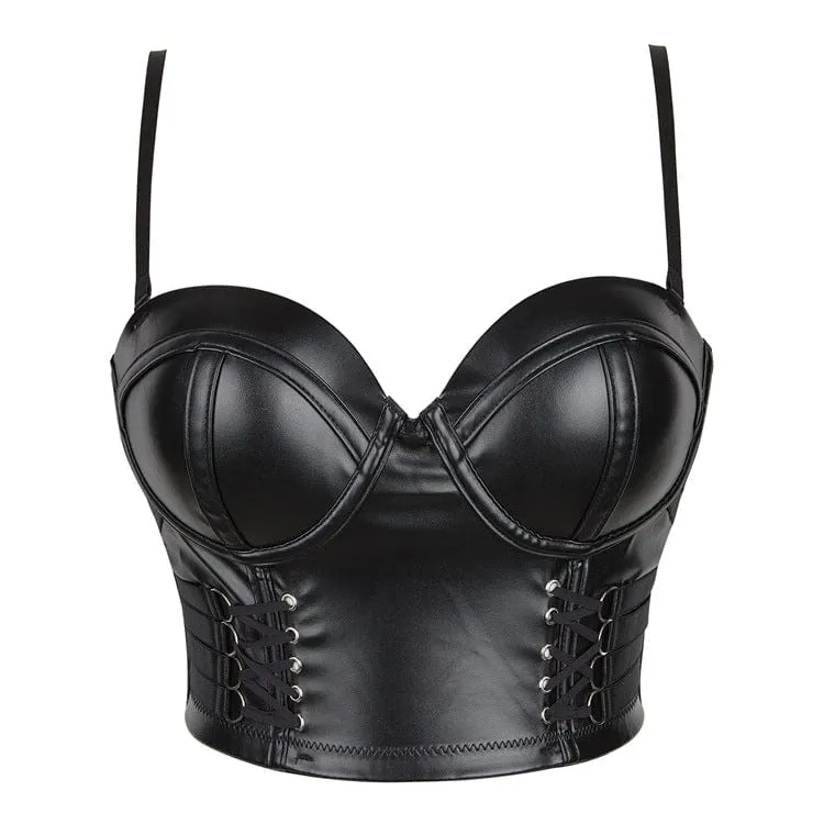 Damen Punk Kunstleder Bustier