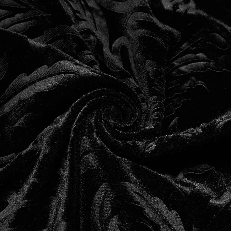 Gothic-Schlaghose aus floralem Samt für Damen mit Metallkette
