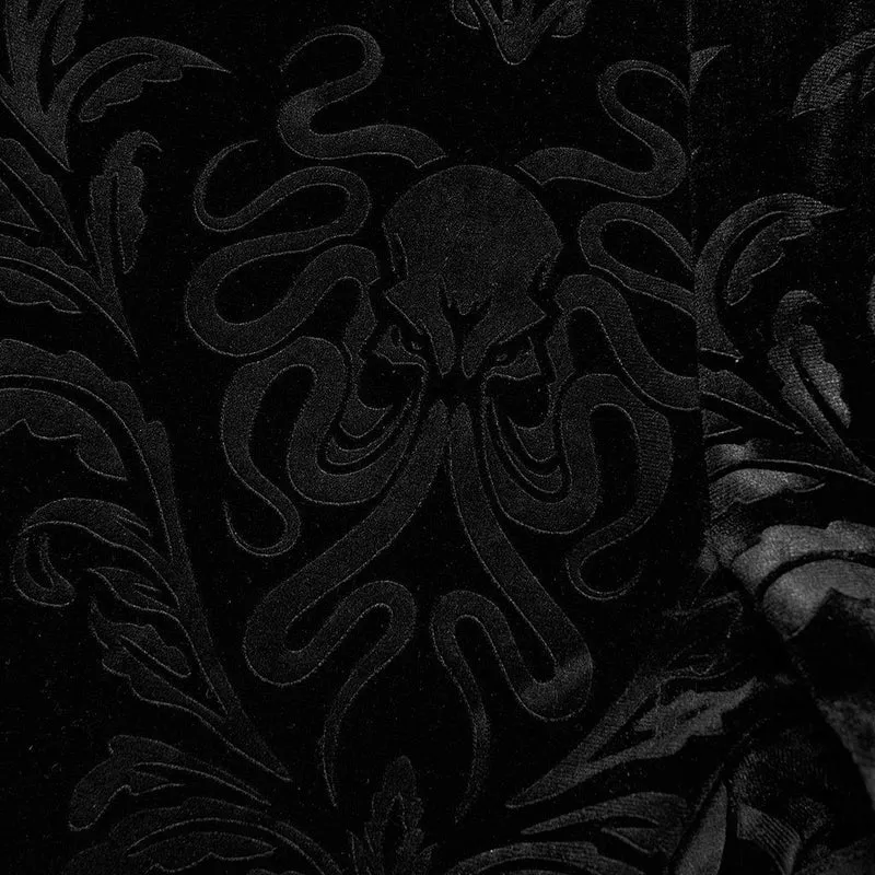 Gothic-Schlaghose aus floralem Samt für Damen mit Metallkette