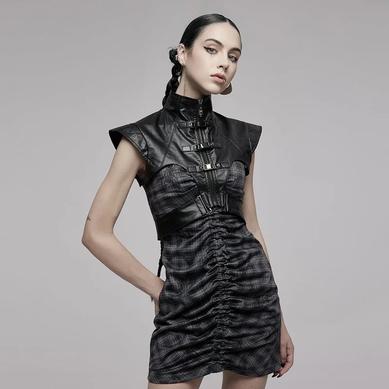 Kunstlederweste im Punk-Industriestil für Damen