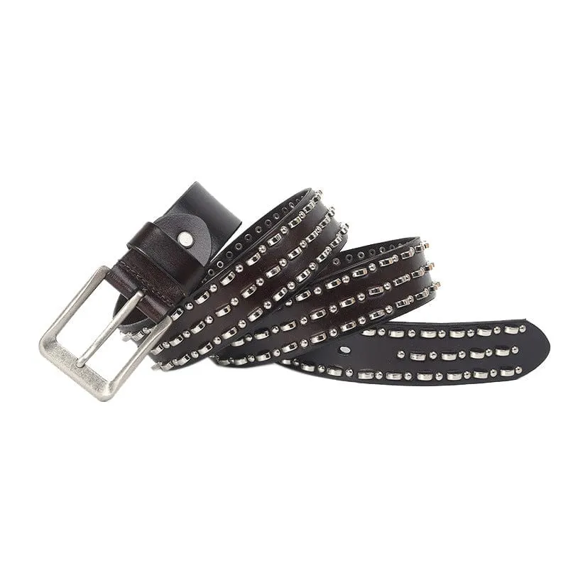 Herren Punk Metal Ring Ledergürtel
