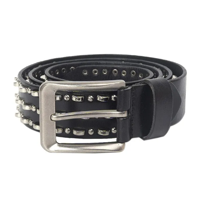 Herren Punk Metal Ring Ledergürtel