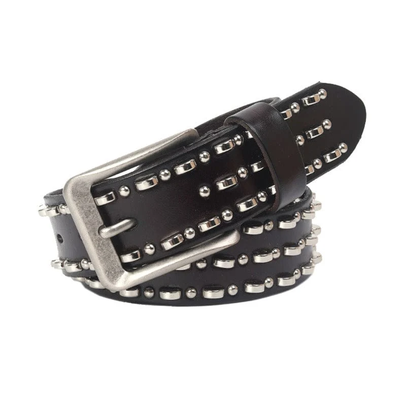 Herren Punk Metal Ring Ledergürtel