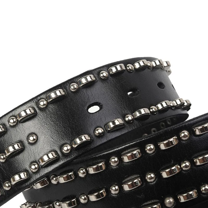 Herren Punk Metal Ring Ledergürtel