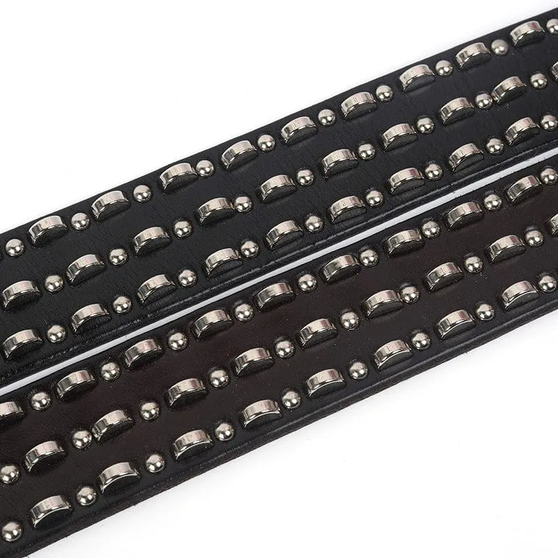 Herren Punk Metal Ring Ledergürtel