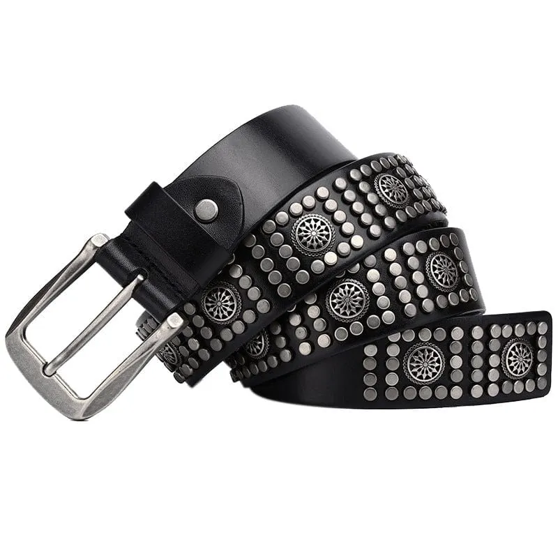 Herren Punk Vintage Nieten Ledergürtel
