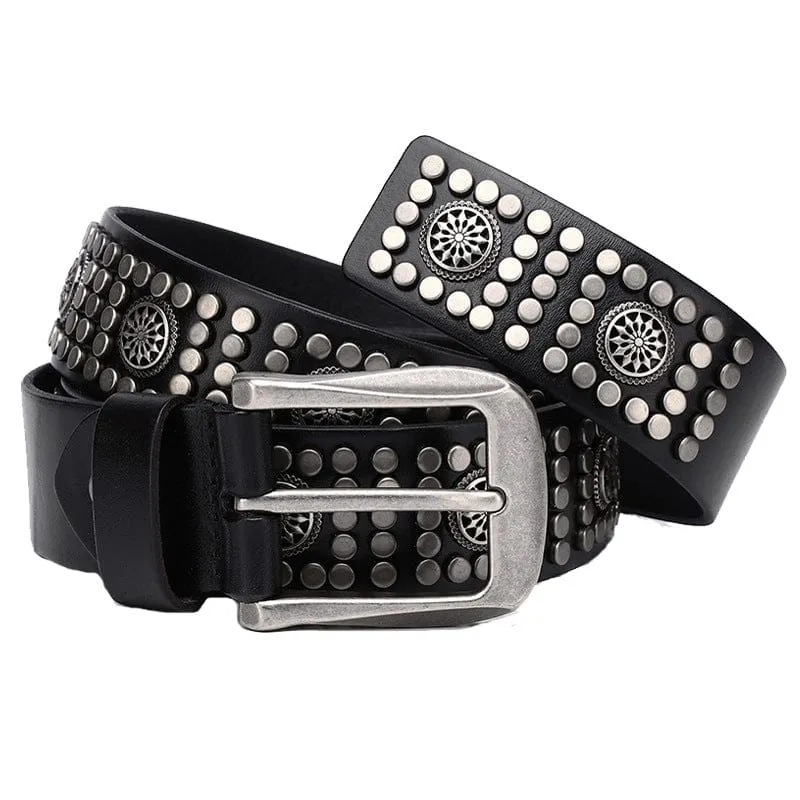 Herren Punk Vintage Nieten Ledergürtel