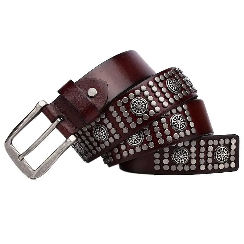 Herren Punk Vintage Nieten Ledergürtel