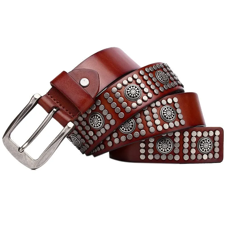 Herren Punk Vintage Nieten Ledergürtel
