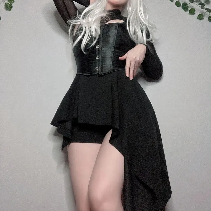 Damen Punk Kleid mit unregelmäßigem Saum