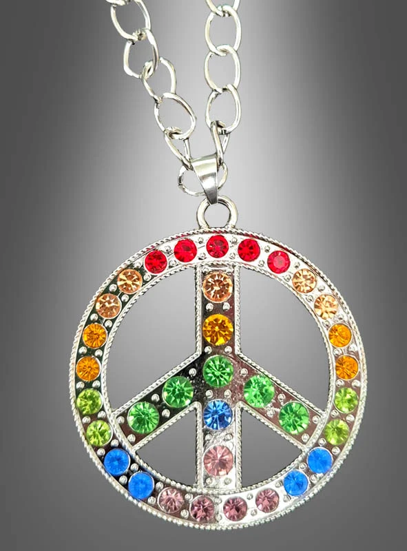 Peace Kette mit Strass 6cm