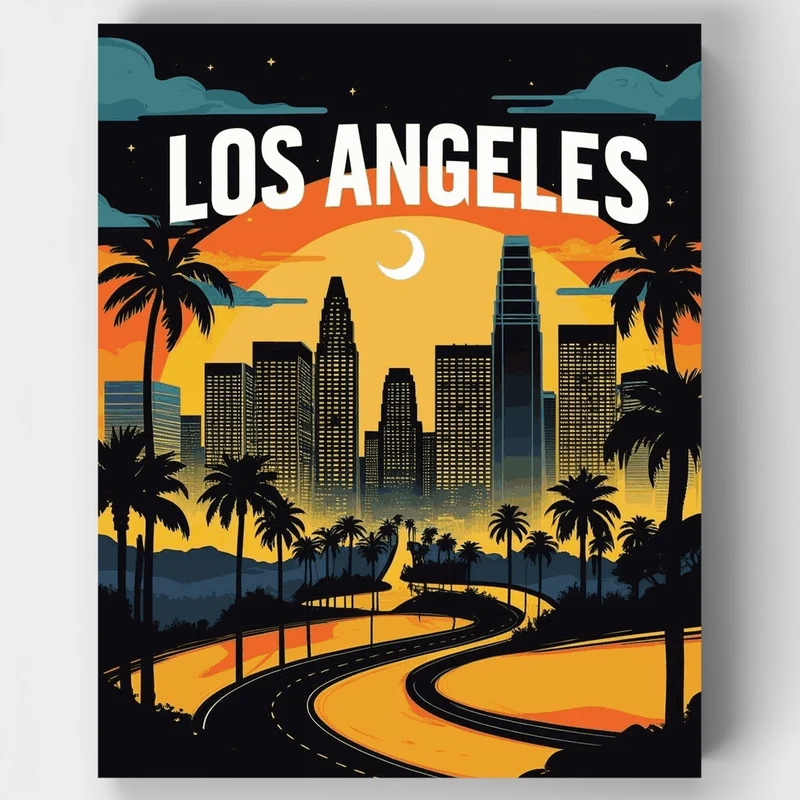 Los Angeles Sunset Skyline - Paint by Numbers Kit