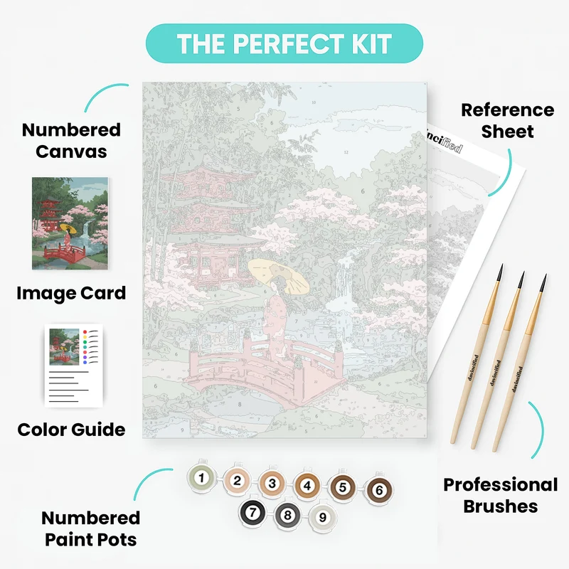 Geisha on the Garden Bridge - Paint by Numbers Kit