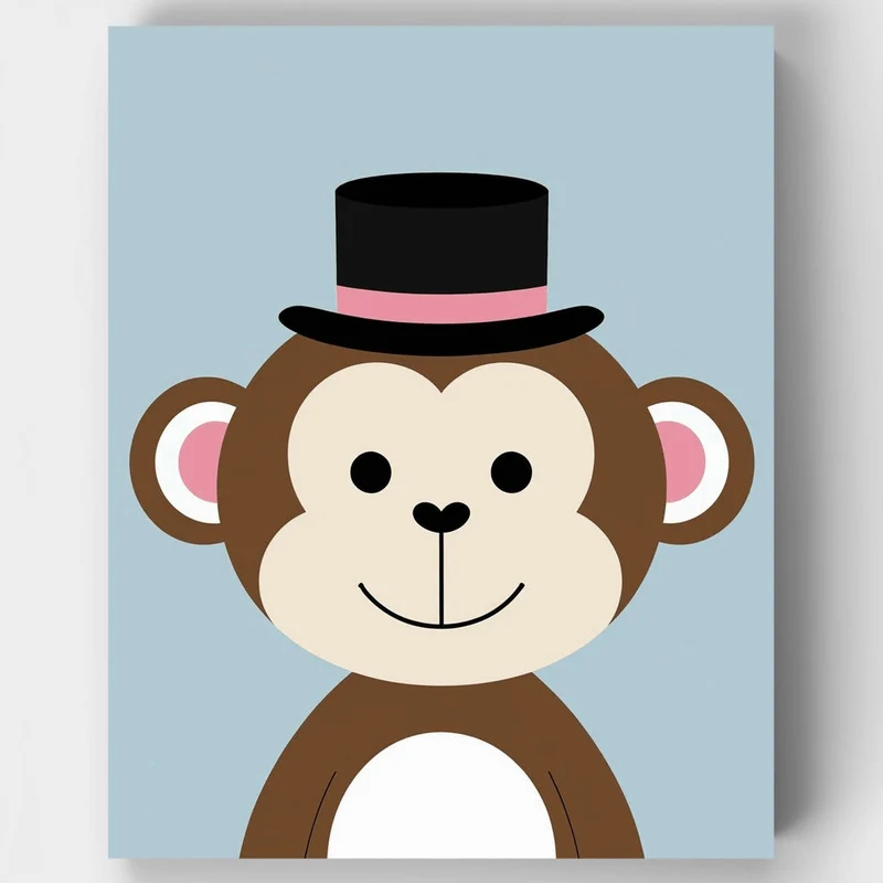 Cute Monkey in Top Hat - Paint by Numbers Kit