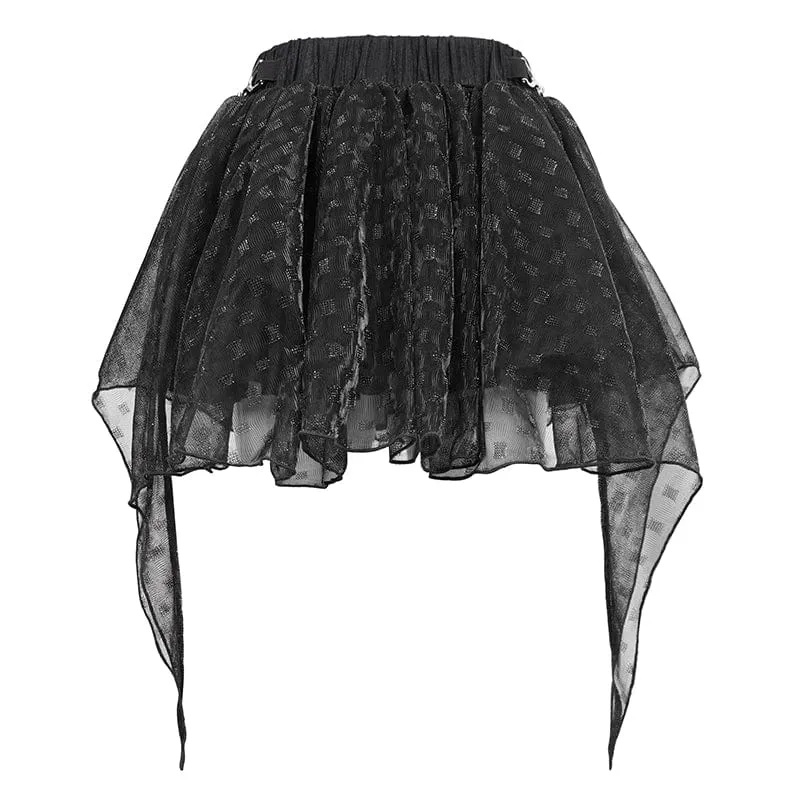Grunge Unregelmäßiger mehrlagiger Mesh-Rock für Damen