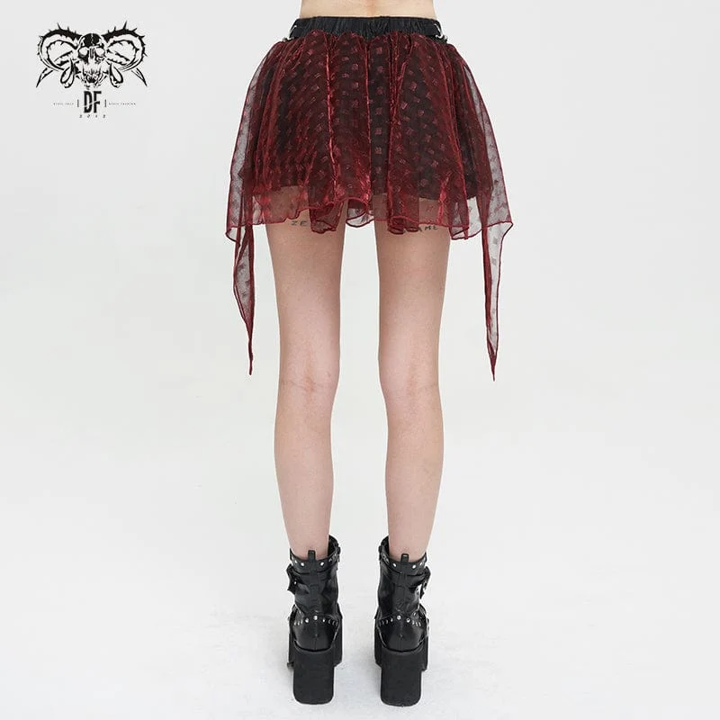 Grunge Double Color Unregelmäßig geschichteter Mesh-Rock für Damen