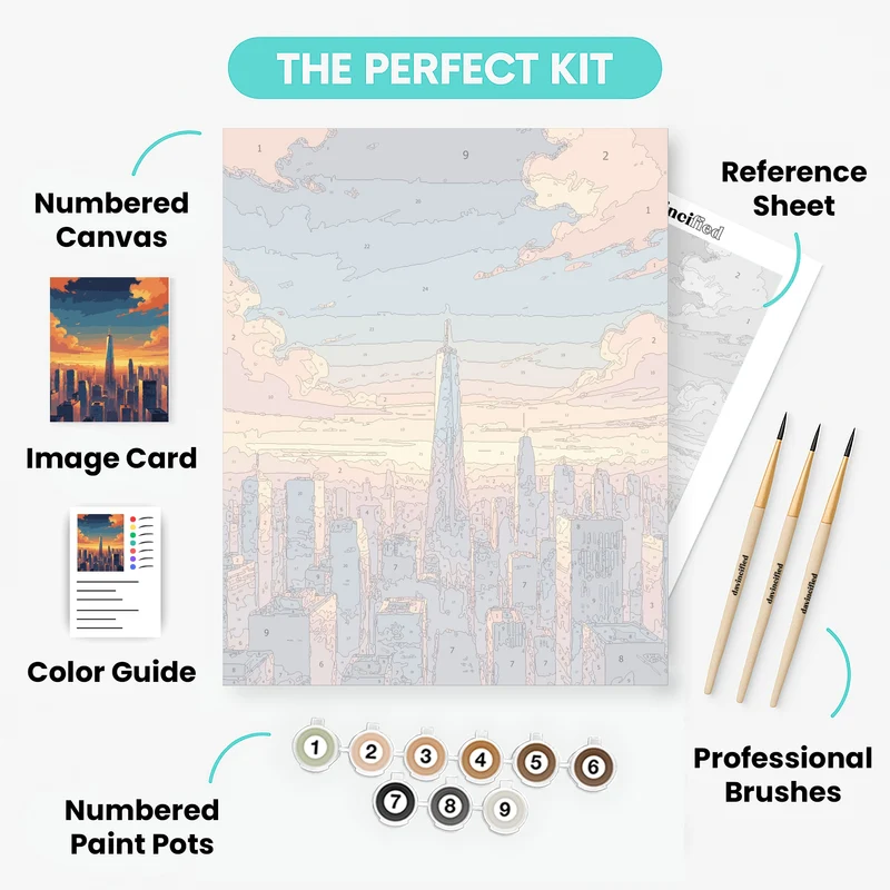 Manhattan Sunset Skyline - Paint by Numbers Kit