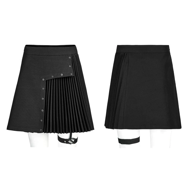 Damen-Punk-Faltenrock mit hoher Taille und Strumpfband