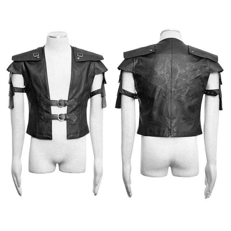 Retro mehrschichtige Kunstlederweste für Herren