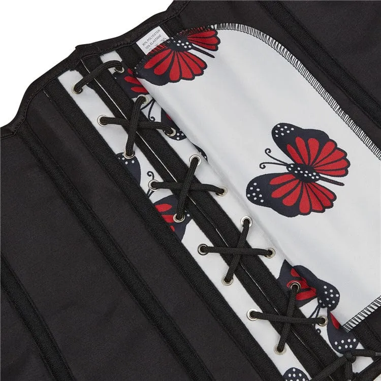 Gothic Schmetterling bedrucktes Vollbrustkorsett für Damen