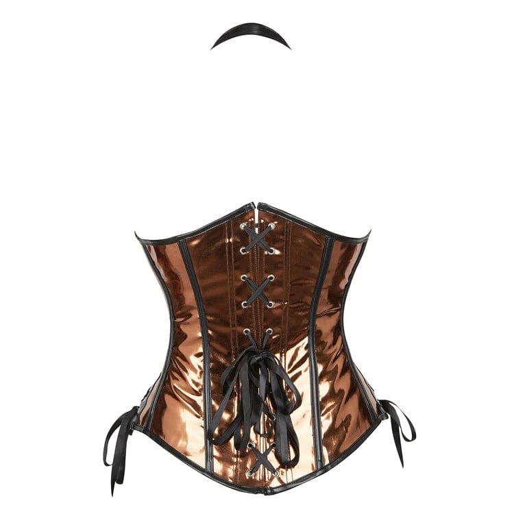 Damen Gothic Punk Neckholder Schnallen Unterbrustkorsett