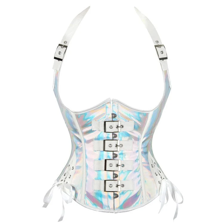 Damen Gothic Punk Neckholder Schnallen Unterbrustkorsett