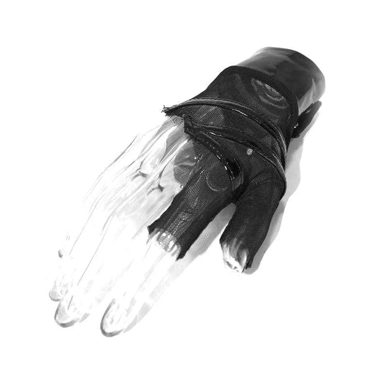 Gothic Full Mesh PU Unregelmäßige Handschuhe für Damen