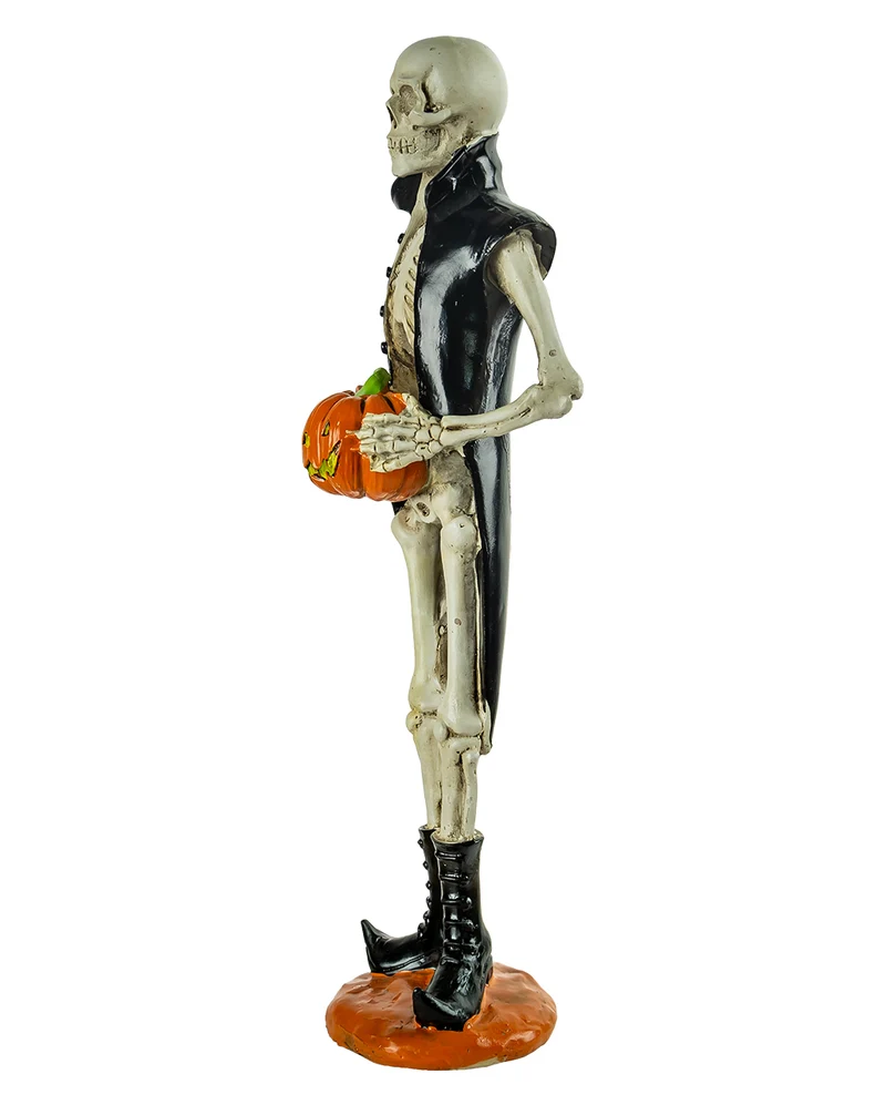Skelett Figur mit Frack & Kürbis 36cm