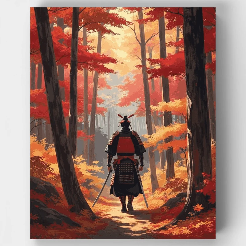 Samurai in Autumn Forest - Paint by Numbers Kit
