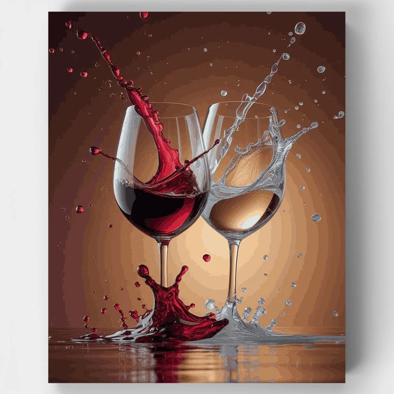 Wine Glasses Splash - Paint by Numbers Kit