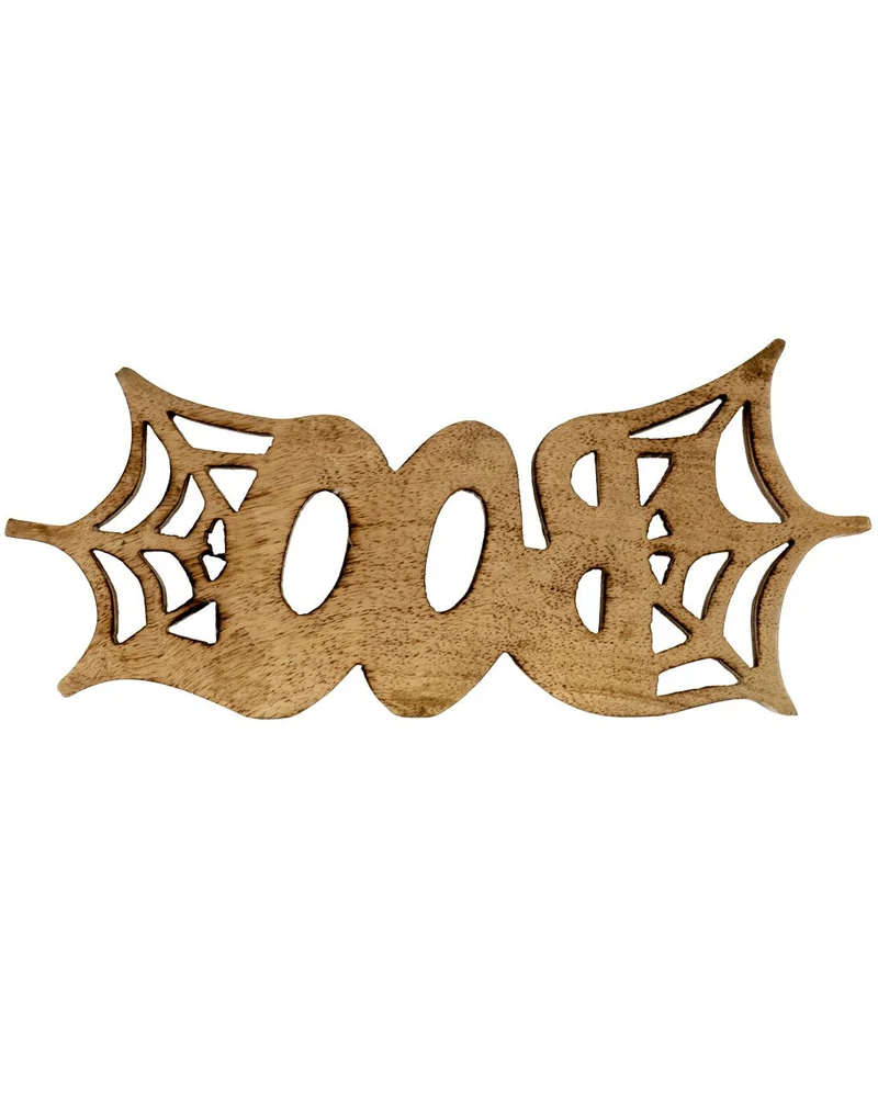 Urbane "Boo" Tischdekoration mit Spinnennetz aus Holz 25cm