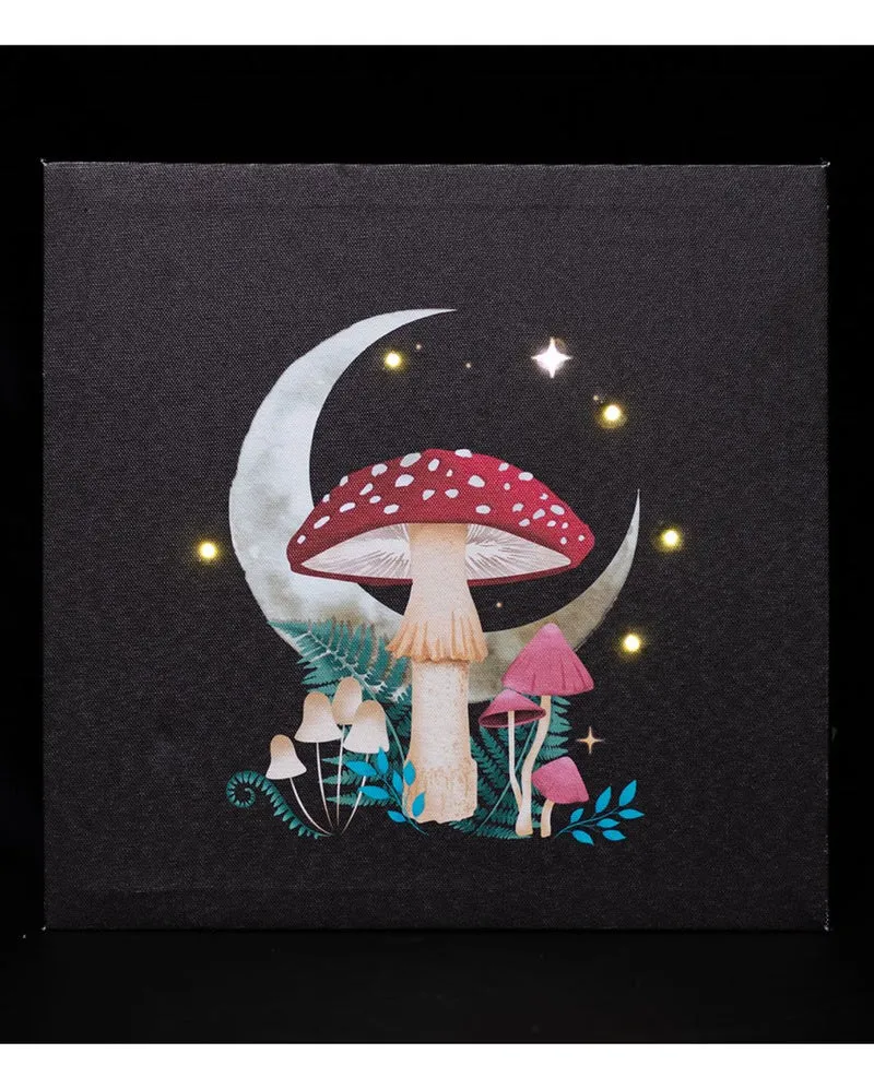 Magic Forest Mushroom Wandbild mit Licht 30x30cm