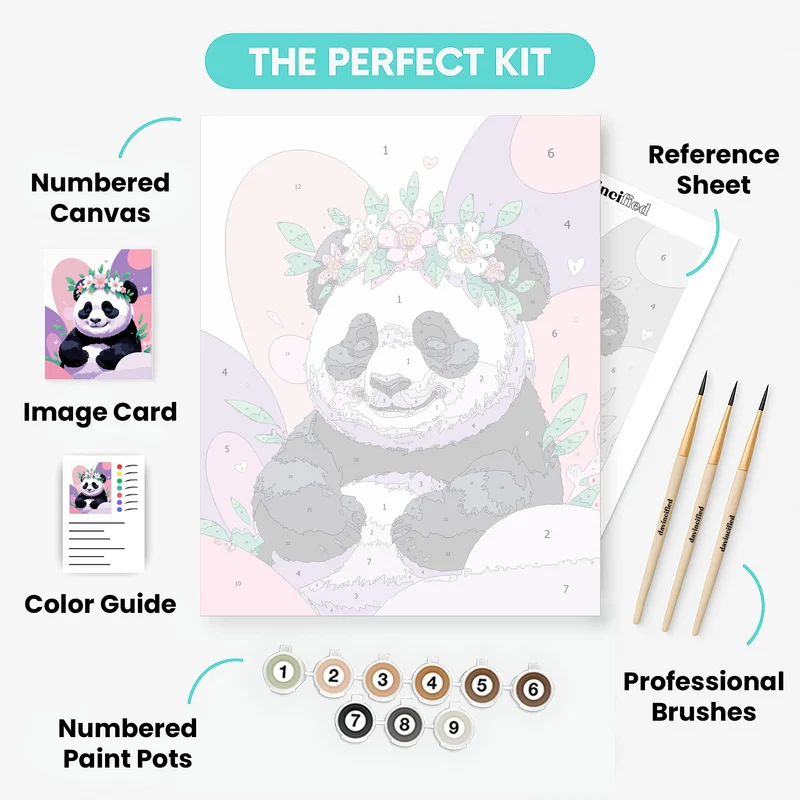 Dreamy Panda with Flower Crown - Paint by Numbers Kit