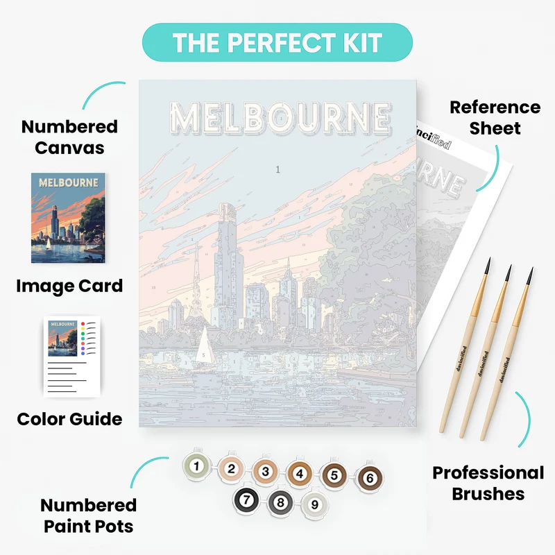 Melbourne Harbor Sailboat Sunset - Paint by Numbers Kit