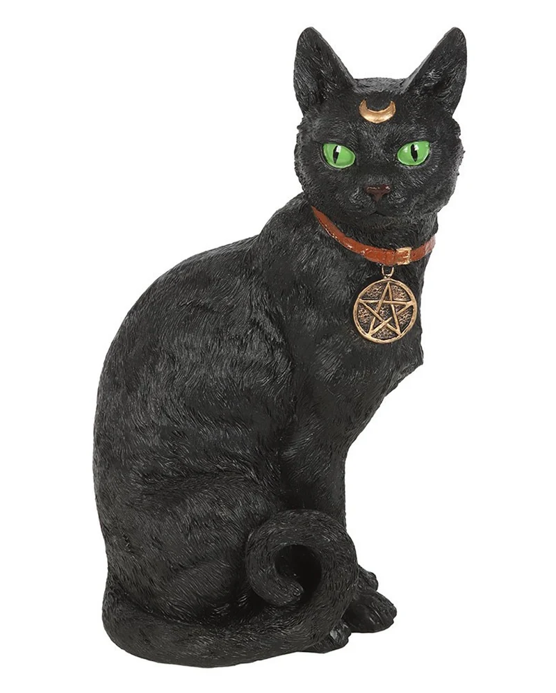 Katze mit Halbmond sitzend 29cm
